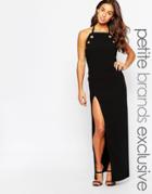 John Zack Petite Maxi Dress With Eyelet Detail - Black