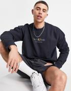 Only & Sons Relaxed Fit Multi Logo Sweatshirt In Navy