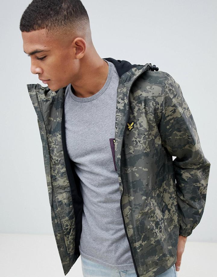 Lyle & Scott Lightweight Zip-thru Jacket In Abstract Camo - Green