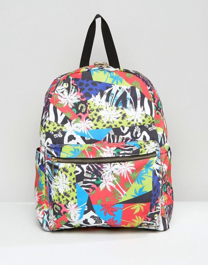 Asos 80's Tropical Print Printed Backpack - Multi