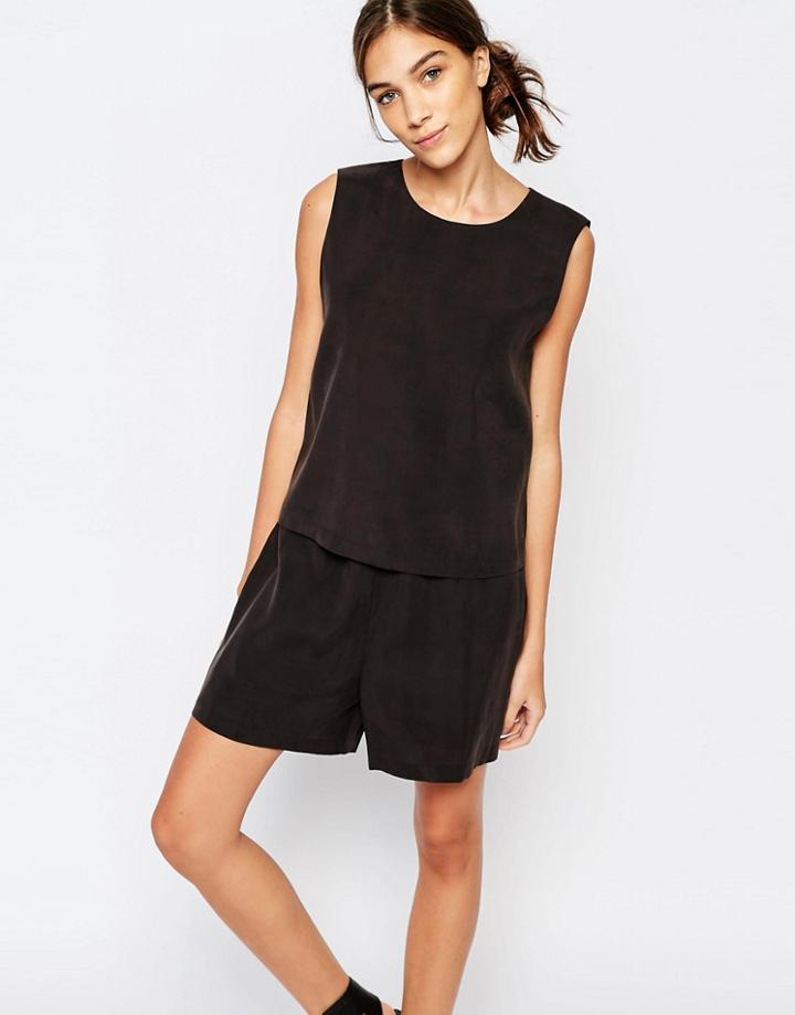 Selected Ovina Romper - Black