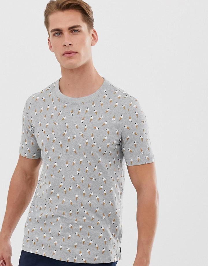 Hymn Ice-cream Print T-shirt-gray