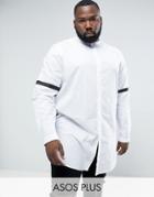 Asos Plus Regular Fit Super Longline Shirt With Taping - White