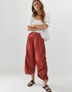 Asos Design Premium Utility Culotte With Ruched Detail - Orange