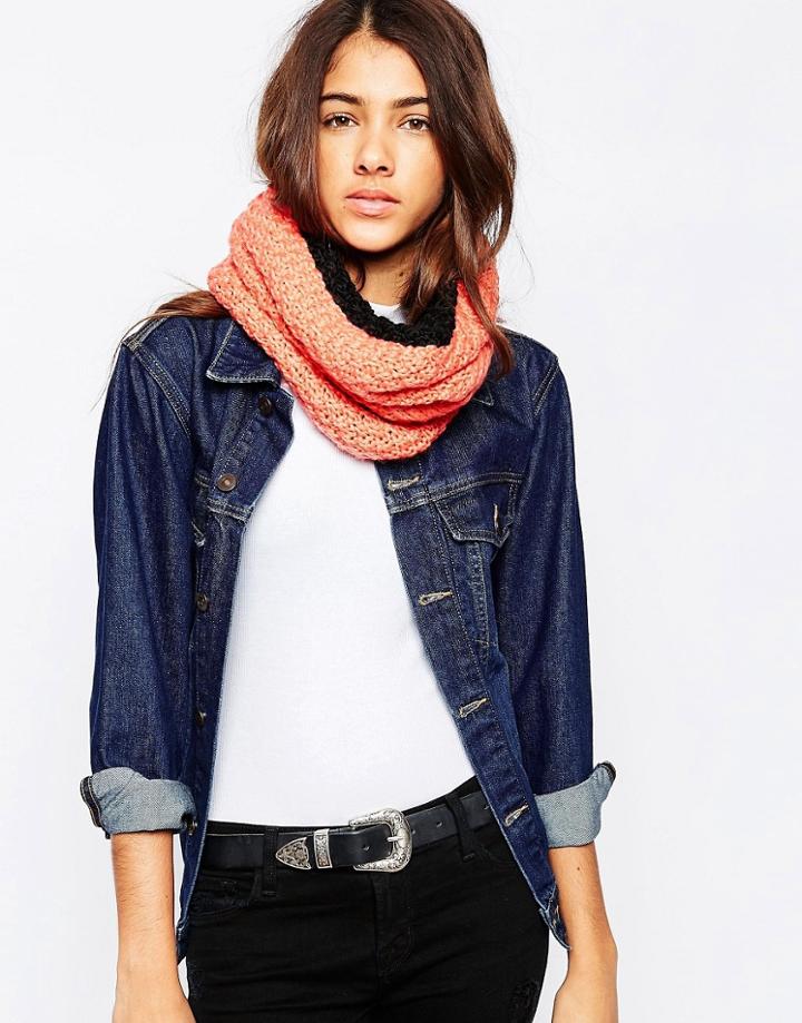 Liquorish Cable Knit Infinity Scarf - Black