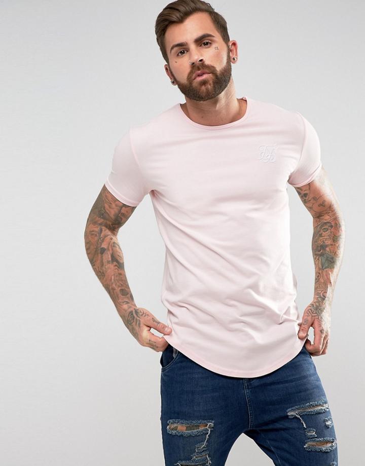 Siksilk Logo T-shirt In Muscle Fit - Pink