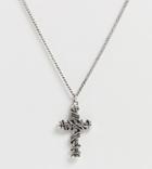 Reclaimed Vintage Inspired Cross Pendant With Rope Detail In Silver Exclusive To Asos - Silver
