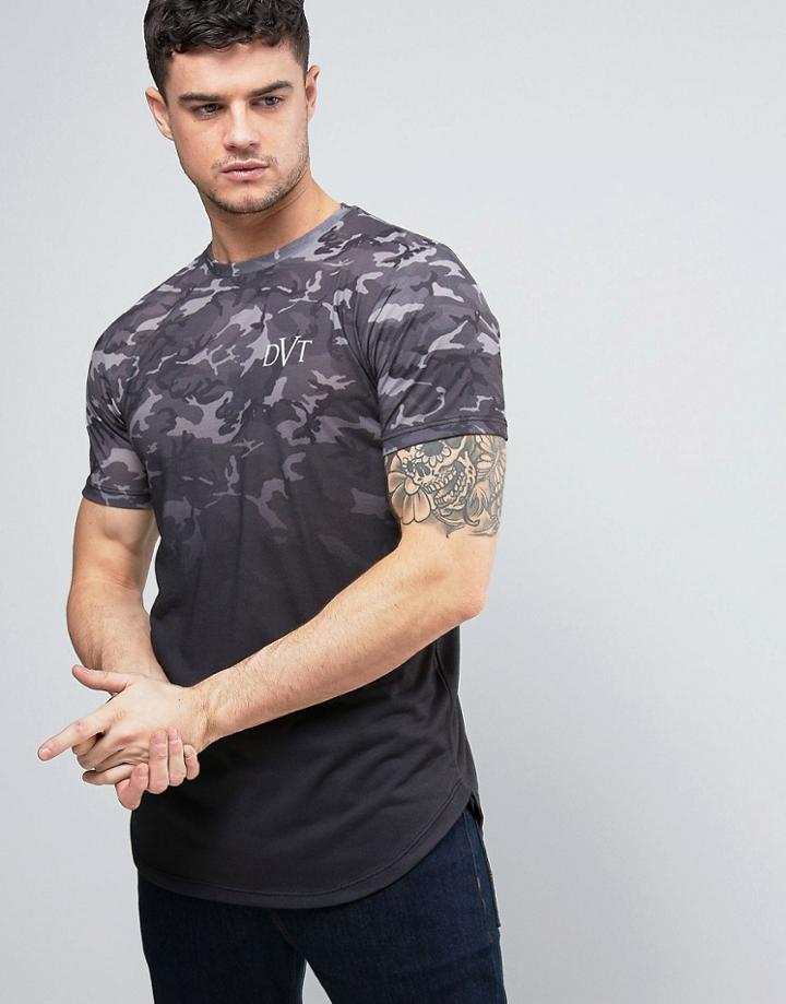 Devote T-shirt In Black Camo Fade - Black