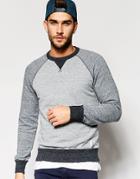 Franklin And Marshall Crew Neck Sweatshirt With Contrast Cuffs - Sport Gray