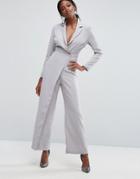 Lavish Alice Tailored Jumpsuit With Wrap Detail - Gray