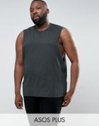 Asos Plus Sleeveless T-shirt With Dropped Armhole In Green - Green