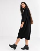 Monki Oversized Round Neck T-shirt Dress In Black