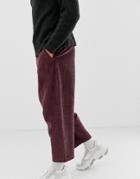 Asos Design Drop Crotch Tapered Smart Pants In Purple Cord
