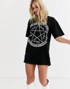 Motel Sleeve T-shirt Dress In Astrology Print