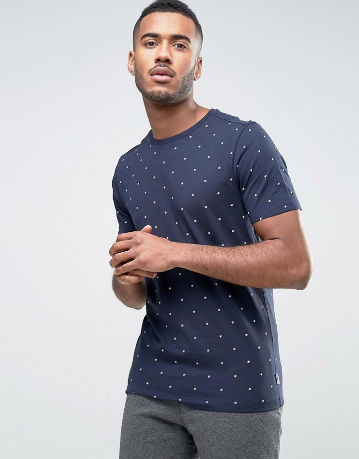 Jack & Jones Core T-shirt With All Over Ditsy Print - Navy