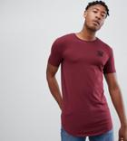 Siksilk Short Sleeve T-shirt In Burgundy Exclusive To Asos - Red