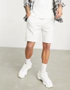Pull & Bear Jersey Shorts In Light Gray-grey