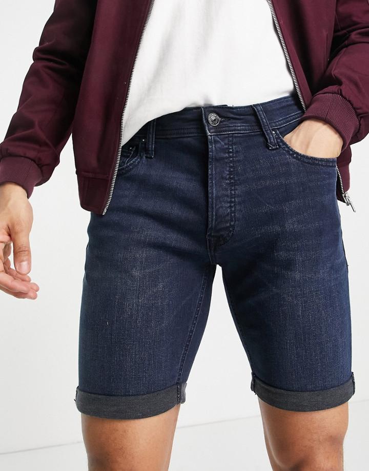 Jack & Jones Intelligence Denim Shorts In Blue/black-blues