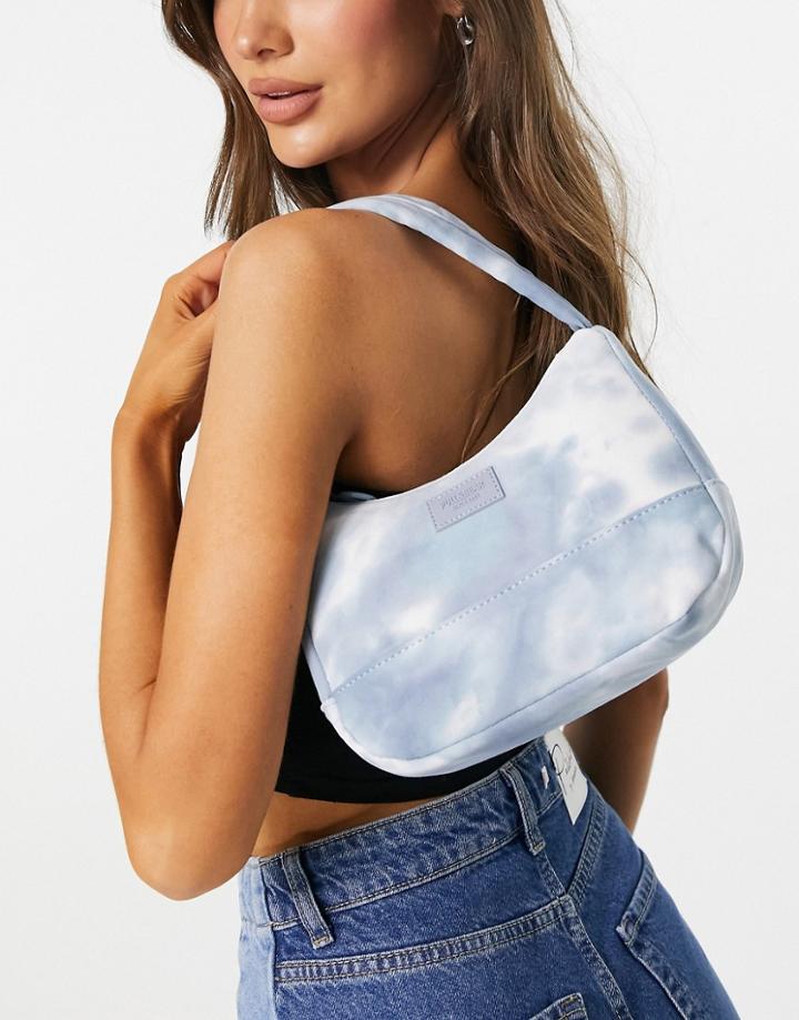 Pull & Bear Tie Dye Shoulder Bag In Blue-blues