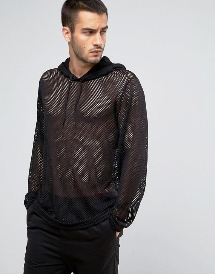 Weekday Byers Mesh Hoodie - Black