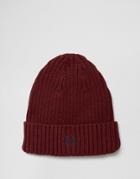 Fred Perry Ribbed Logo Beanie - Red