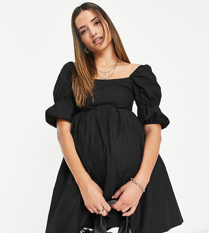 Missguided Maternity Poplin Smock Mini Dress In Black