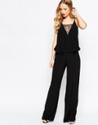 Asos Jumpsuit With Double Layer And Lace Insert - Black