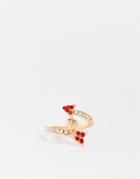 Asos Design Ring Valentines In Heart Arrow Design In Gold Tone