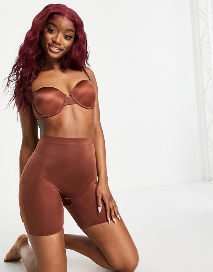 Asos Design Smoothing Control Short In Brown