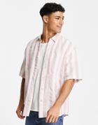 Pull & Bear Striped Shirt In Pink