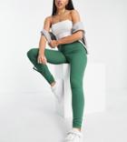Asos Design Tall Legging In Rib In Khaki-green