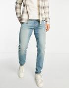 Topman Slim Jeans In Light Wash Tint-blues