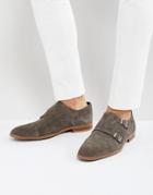 Asos Monk Shoes In Gray Suede With Natural Sole - Gray