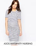 Asos Maternity Nursing Double Layer Body-conscious Dress In Stripe - Multi