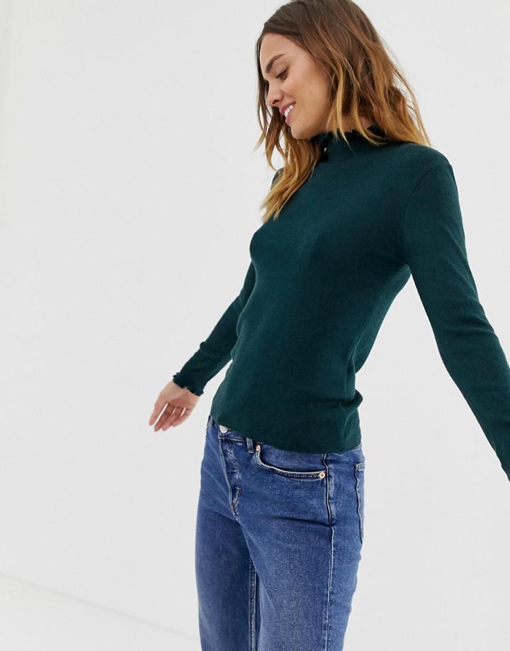 Naf Naf Turtleneck Knitted Sweater With Cuff Detail - Orange