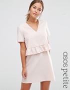 Asos Petite Short Sleeve Double Layer Ruffle Dress - Pink