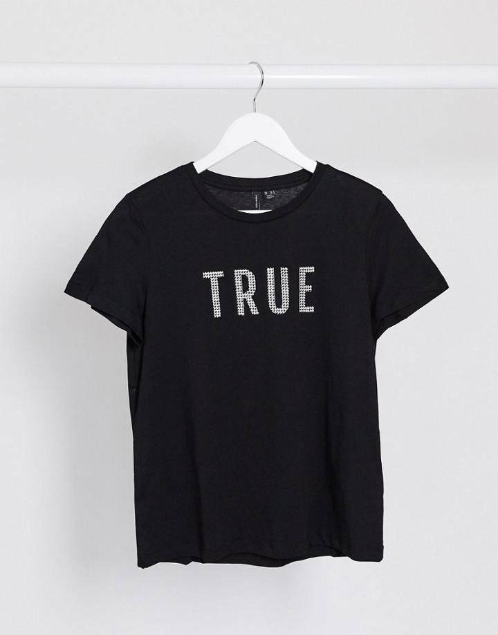 Vero Moda Slogan T-shirt In Black