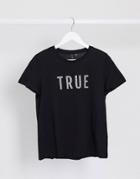 Vero Moda Slogan T-shirt In Black