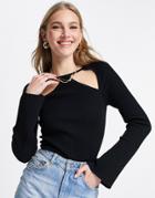 Asos Design Sweater With Racer Front Cut Out Detail In Black