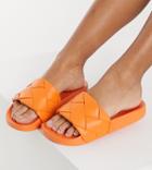 Asos Design Wide Fit Finley Woven Slides In Orange