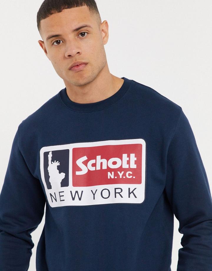 Schott Logo Sweat In Navy
