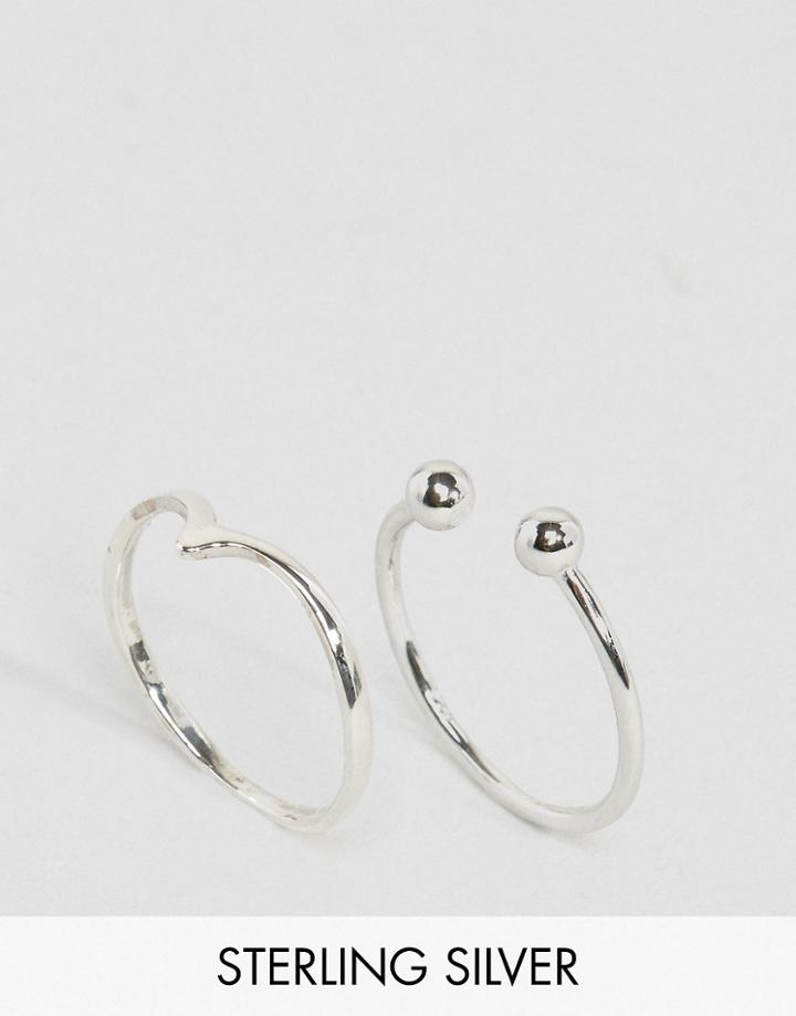 Kingsley Ryan Sterling Silver Horseshoe & V Stacking Rings - Silver