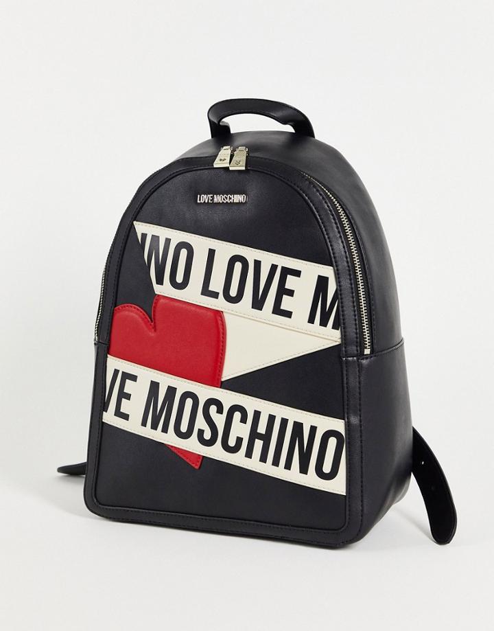 Love Moschino Logo Tape Backpack In Black
