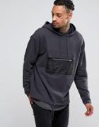 Asos Hoodie With Drawstring Hem & Zip Pocket - Green