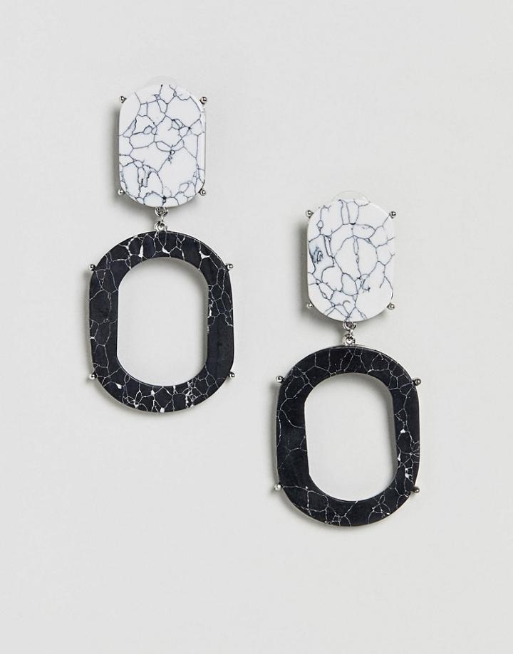 Asos Design Marble Effect Double Drop Earrings - Multi