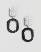 Asos Design Marble Effect Double Drop Earrings - Multi
