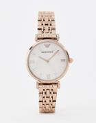 Emporio Armani Ar11059 Gianni T-bar Bracelet Watch In Rose Gold 32mm - Gold