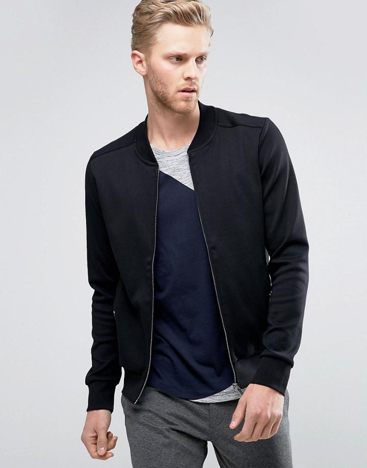Hugo By Hugo Boss Donso Sweat Bomber Jacket In Black - Black