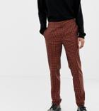 Asos Design Tall Skinny Smart Pants In Micro Red And Orange Check - Red