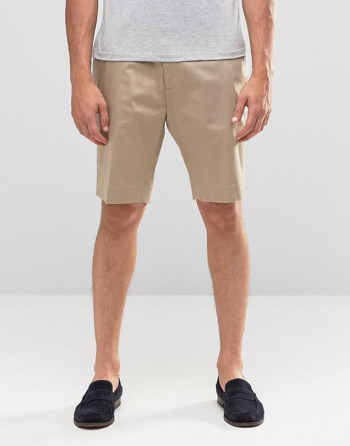 Asos Skinny Mid Length Shorts In Stone - Stone